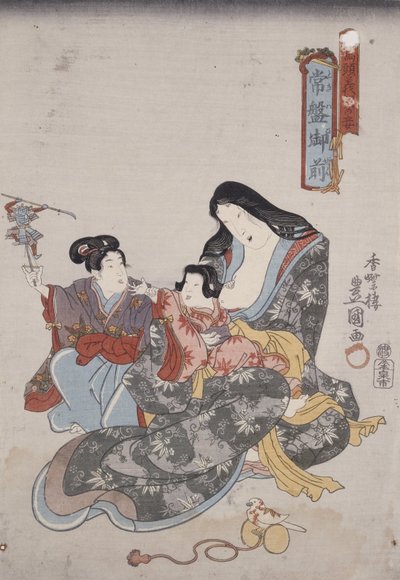 Tokiwa Gozen y sus hijos de Utagawa Kunisada